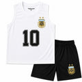 Argentina #10 Kids Tank Top & Shorts Set – White & Black Summer Sports Outfit
