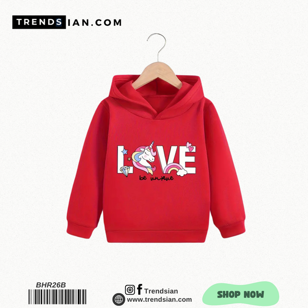 Kids  Love red Hooded  Boys & Girls Dt54