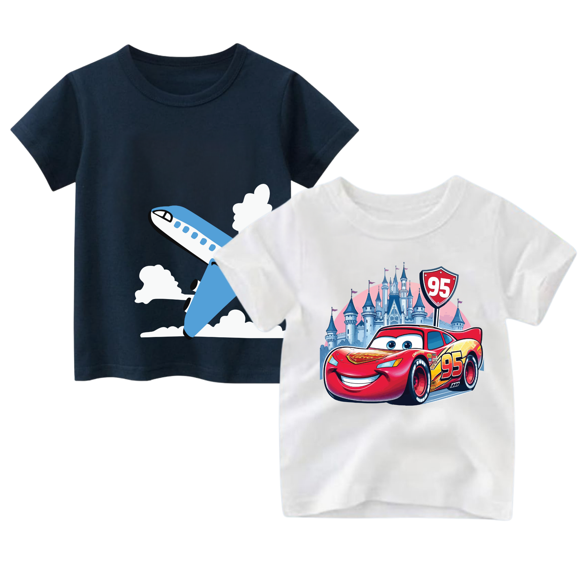 Basic Cute Plane & Racing Car Print 2 Design Combo Look Baby & Kids