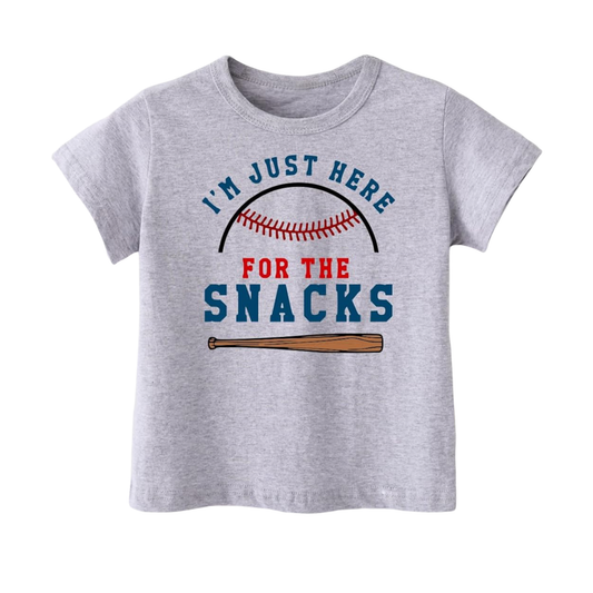 Basic Cotton Grey T-Shirt for  – Funny  Baby &  Kids' Baseball BTG7