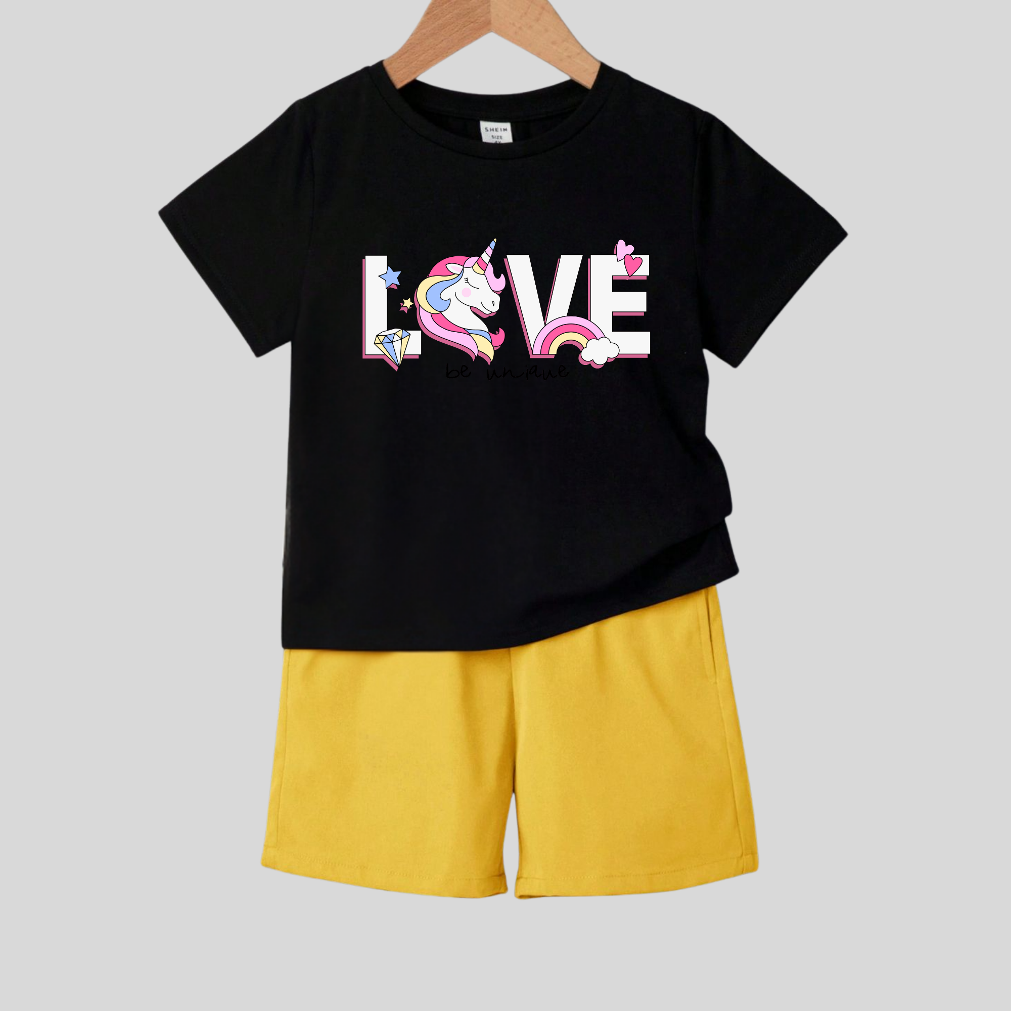 Basic Cotton Kids T-Shirt & Shorts Set –  Love Print | Soft Summer Outfit BTBYL