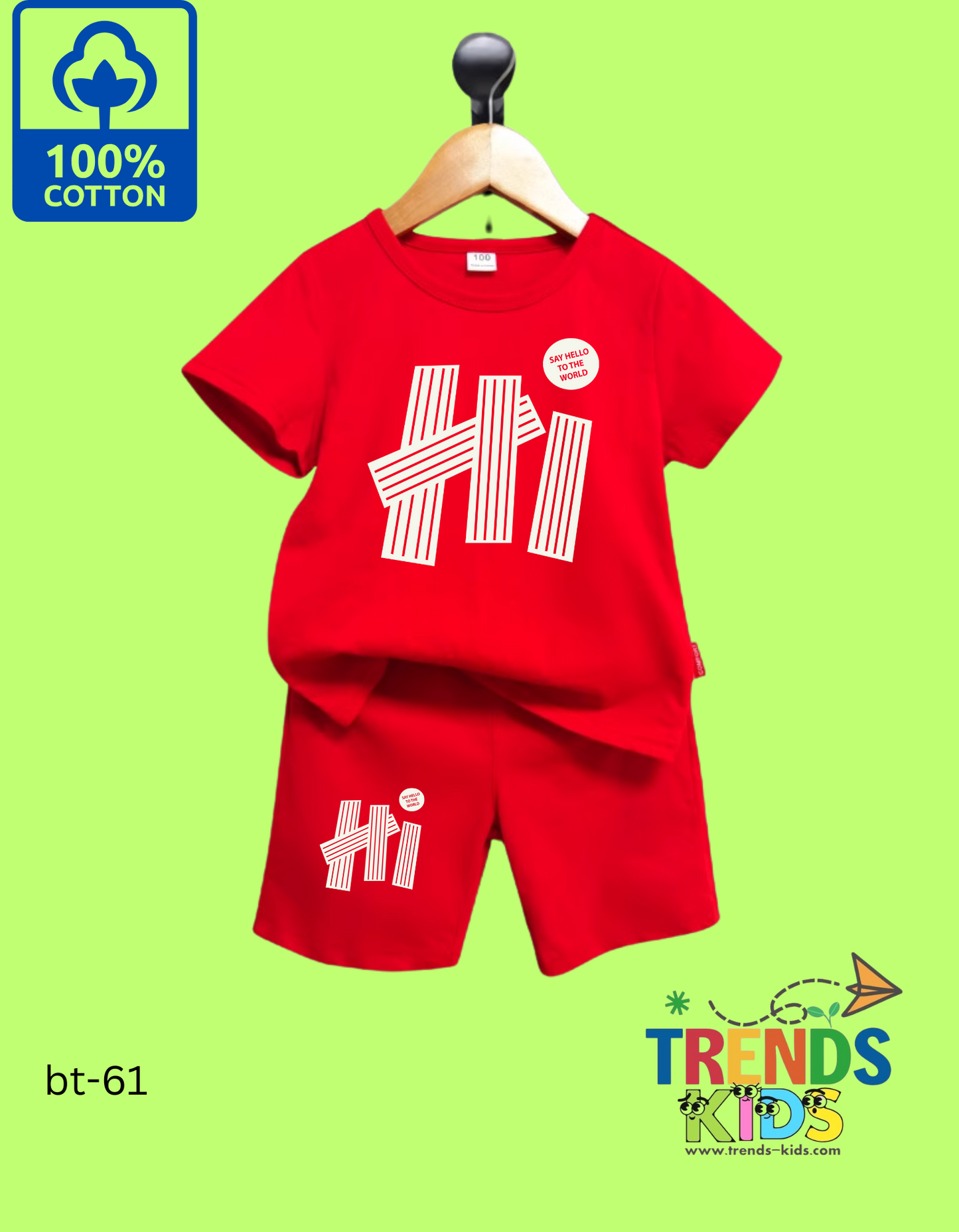 Hi Red T-Shirt & Red Pants Set