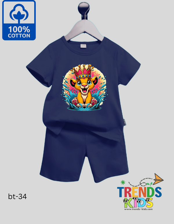 Baby & Kids Super Comfortable Navy Blue T-Shirt & Navy Blue Pants Set