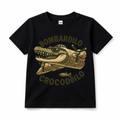 Kids Graphic T-Shirt – Crocodile Airplane Print Cotton Tee