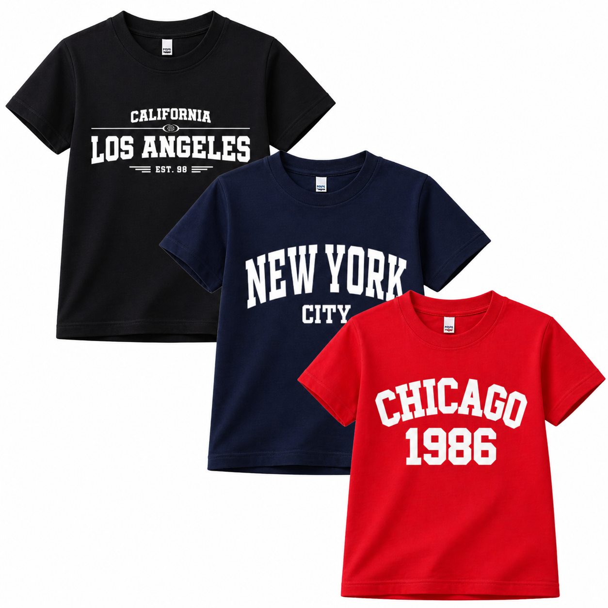 Kids City Print Premium Cotton T-Shirt (California / New York / Chicago) – Summer Collection