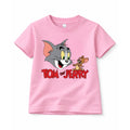 Cute Cartoon Cat & Mouse Kids Cotton T-Shirt – Purple Graphic Tee