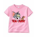 Cute Cartoon Cat & Mouse Kids Cotton T-Shirt – Purple Graphic Tee