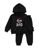Love My Dad" Baby Girl Black Hoodie and Black Pants Set Dt52