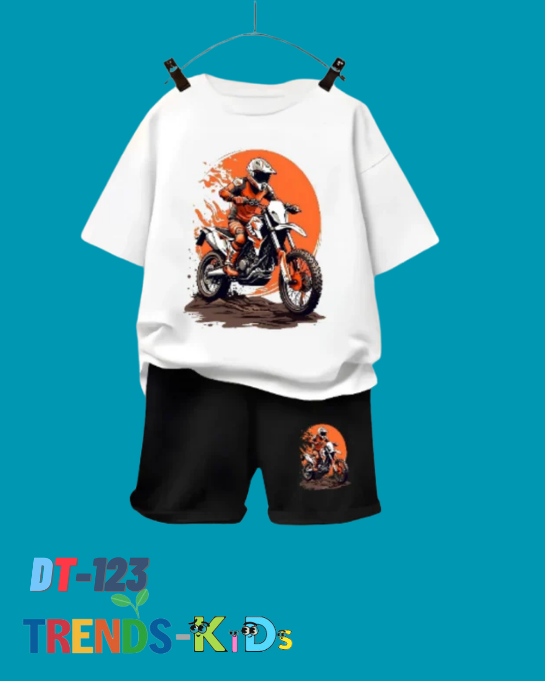 Kids Motorbike Rider T-Shirt & Shorts Set