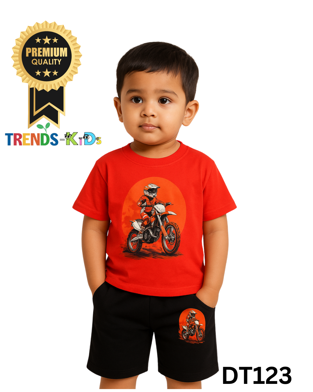 Motorbike Rider Kids T-Shirt & Shorts Set
