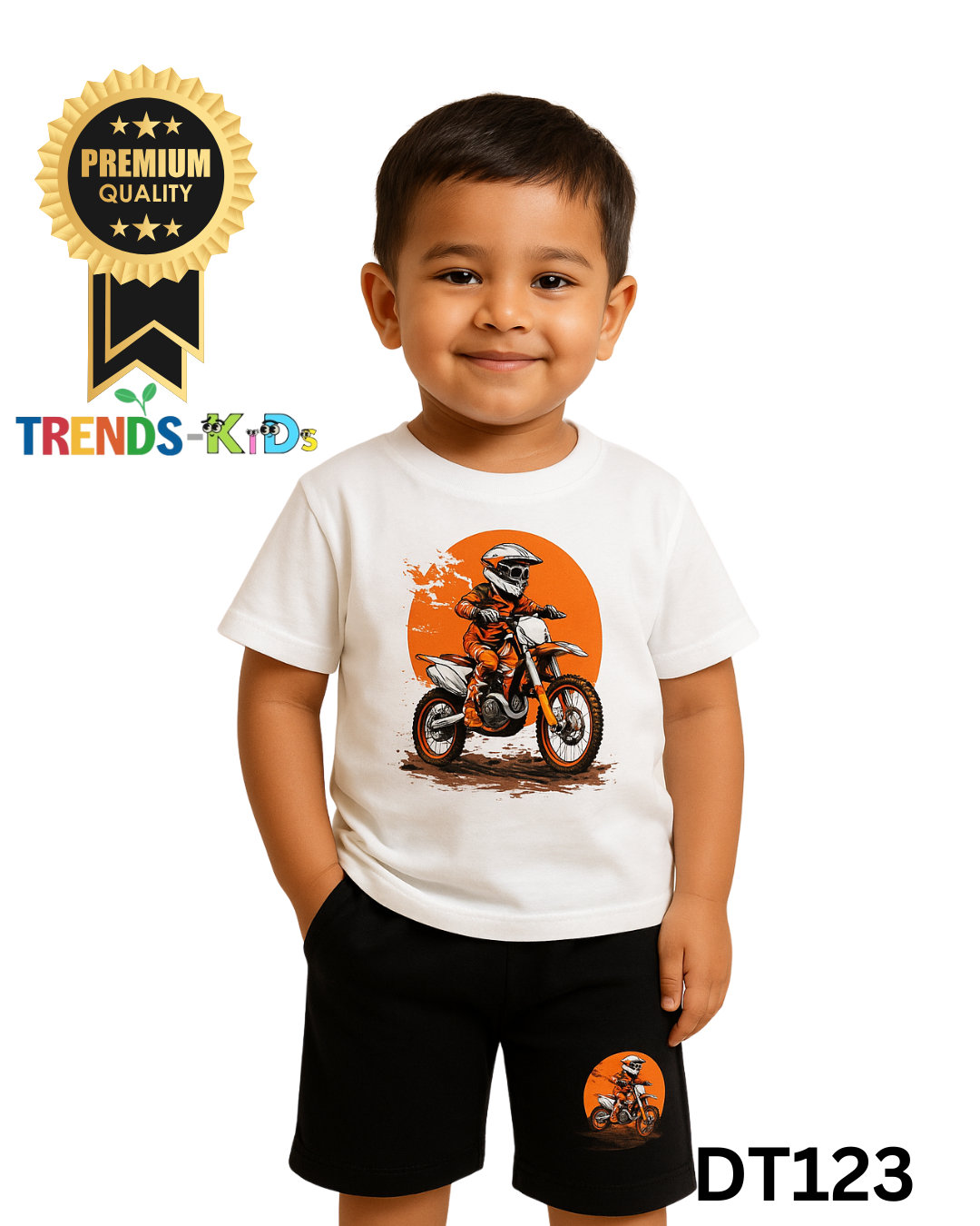 Kids Motorbike Rider T-Shirt & Shorts Set