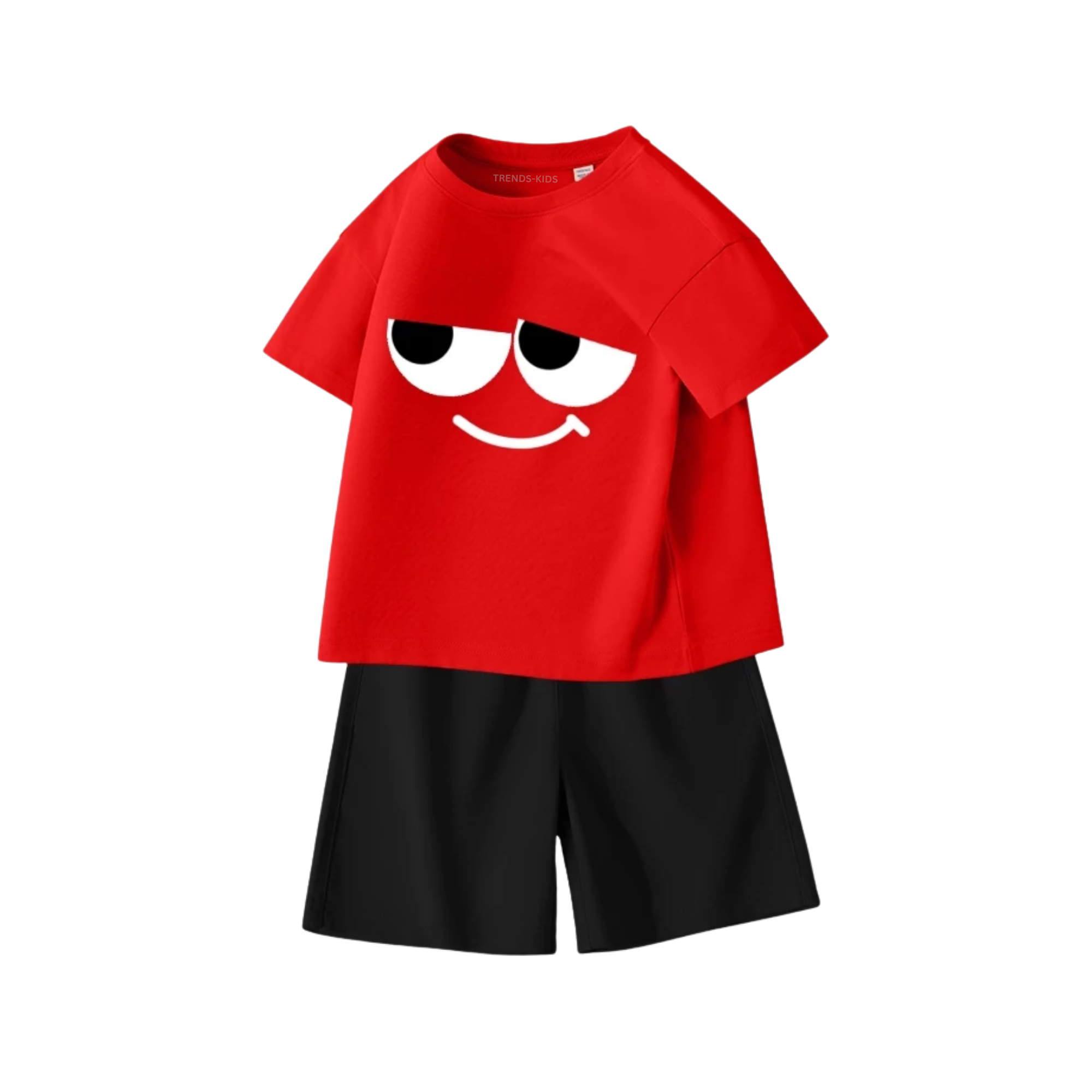 Premium Cotton Kids T-Shirt & Shorts Set – Cool Emoji Face Print Trendy DTRPB