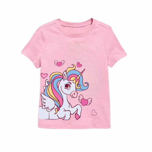 Premium Cotton | Cute Cartoon Print | Girls Summer Wear – Kids Cotton T-Shirt | DTPPU26