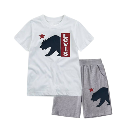 Baby & Kids White T-Shirt & Grey Shorts Set Pocket Shorts  DTPTWGL