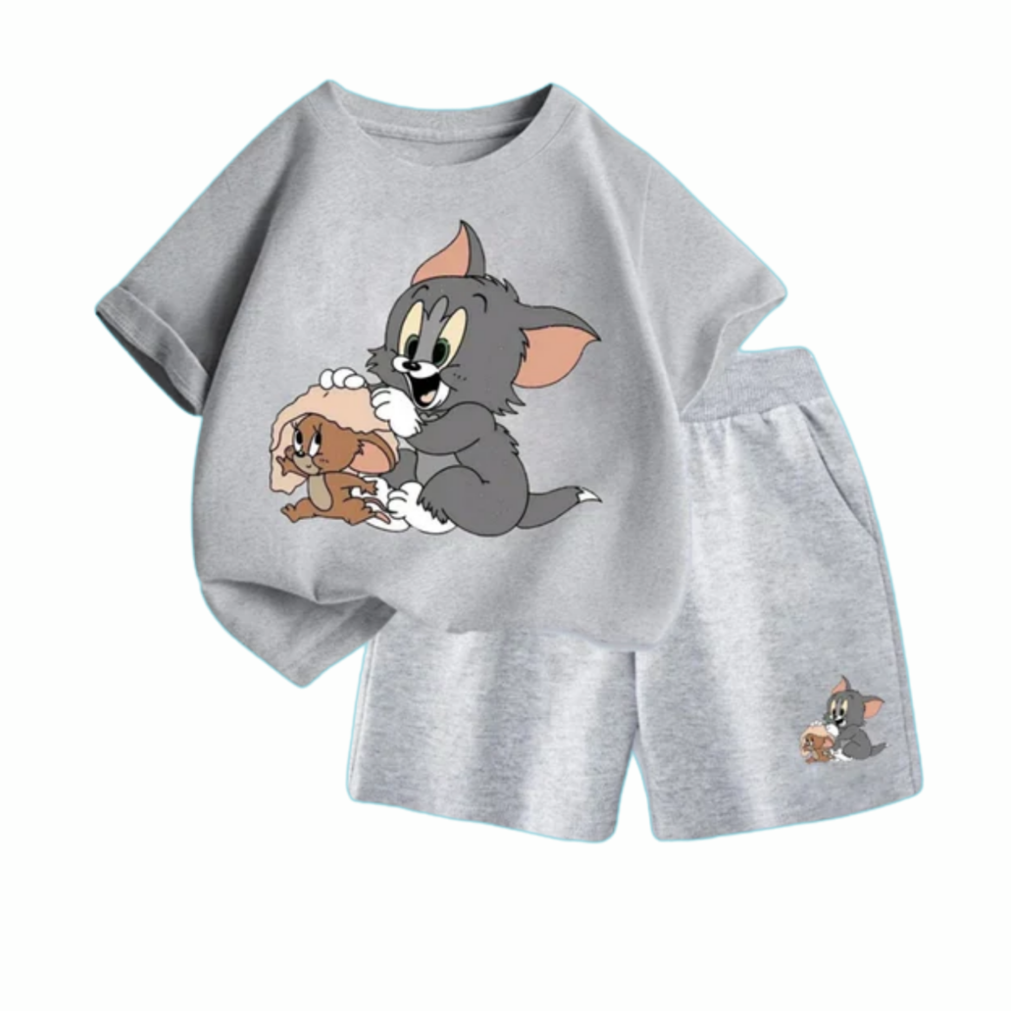 Premium Cartoon T-Shirt with Pocket Shorts – Soft Cotton Kids Set DTSet134