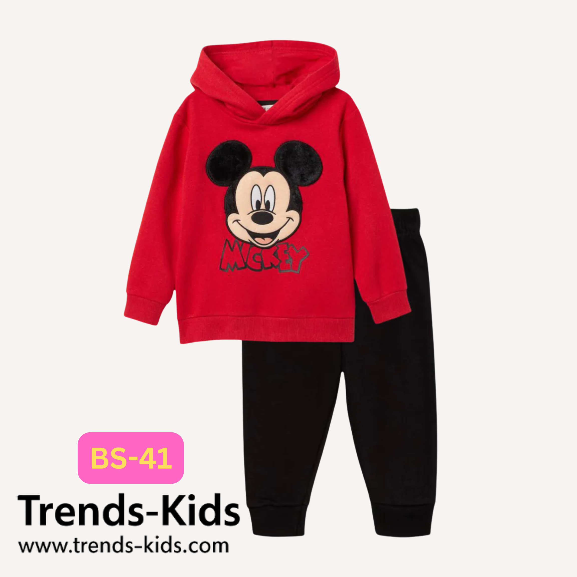 Girl Kids Cartoon  Red Hooded &  Pants Set – Black Two-Piece