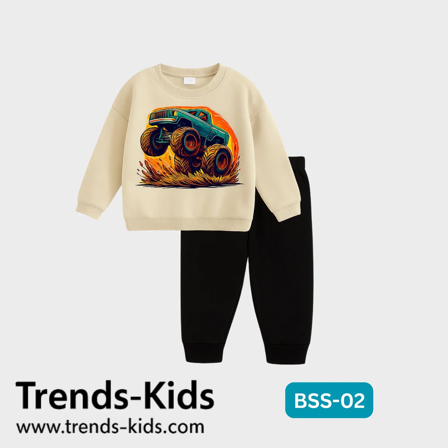 Car Sweater And Black Trousers Two-Piece Sets Kids Boys & Girls