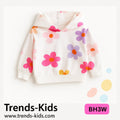 White Flower-Patterned Kids Hoodie