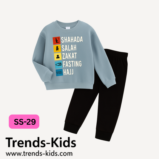 5 islamic important  things Kids Boys & Girls Sweater And Trousers Two-Piece Sets