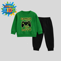 Green Sweatshirt & Black Joggers Kids Set – Gamer On Duty Print