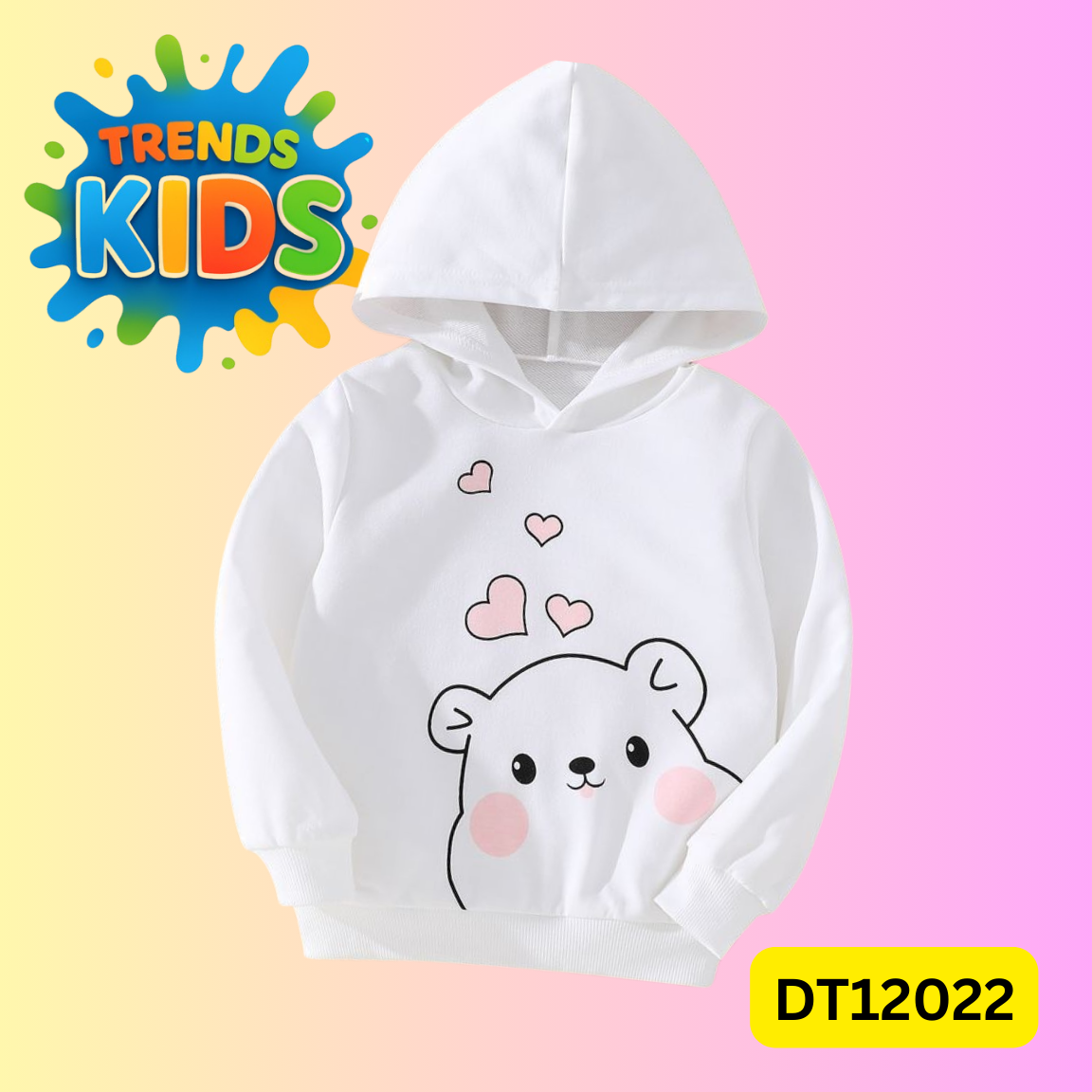 Cute Bear Print Kids Hoodie | Premium Cotton Winter Wear (6 Months–6 Years) – DT12022