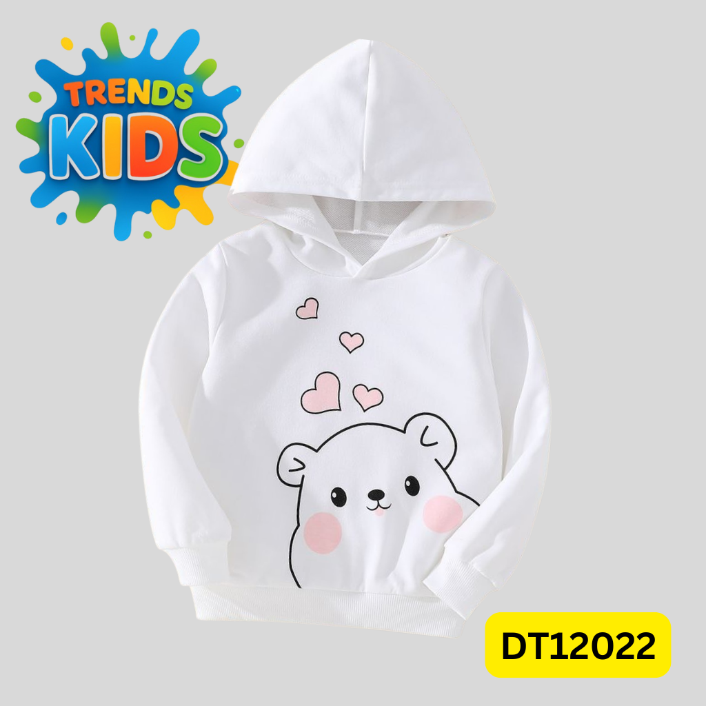 Cute Bear Print Kids Hoodie | Premium Cotton Winter Wear (6 Months–6 Years) – DT12022