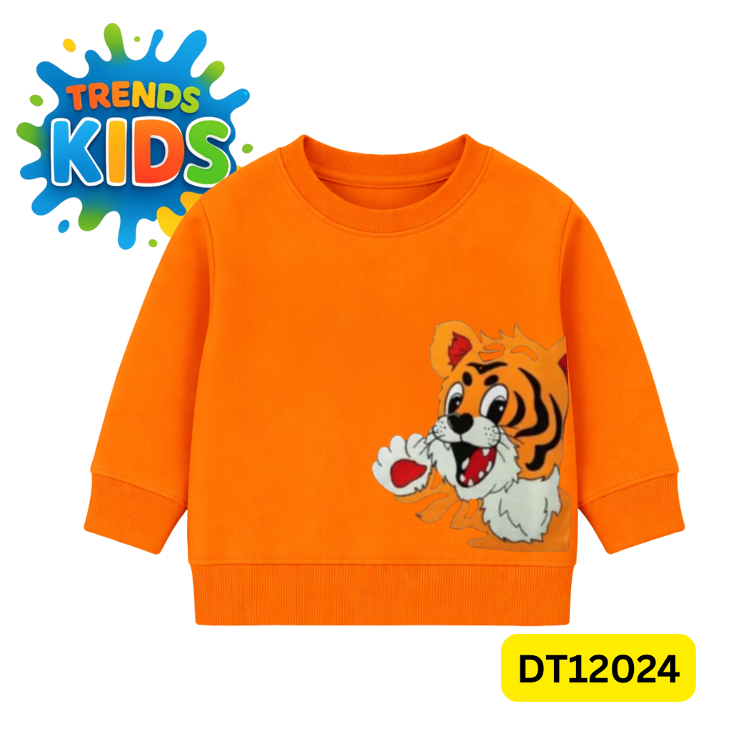 Tiger Print Kids Sweatshirt | Premium Terry Cotton Winter Wear for Boys & Girls