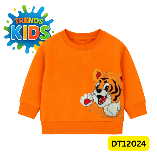 Tiger Print Kids Sweatshirt | Premium Terry Cotton Winter Wear for Boys & Girls