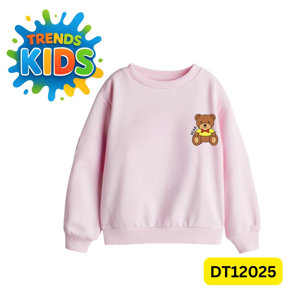 Cute Bear Print Kids Sweatshirt | প্রিমিয়াম টেরি কটন শীতের পোশাক (৬ মাস–৬ বছর) – DT12025