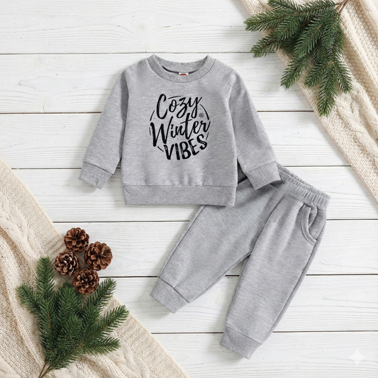 Cozy Winter Vibes Set (BHN-124) | Kids Sweatshirt & Jogger