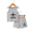 Tank Top + Pant Set Baby & Kids PILOT  Grey Sleeveless  STGS1
