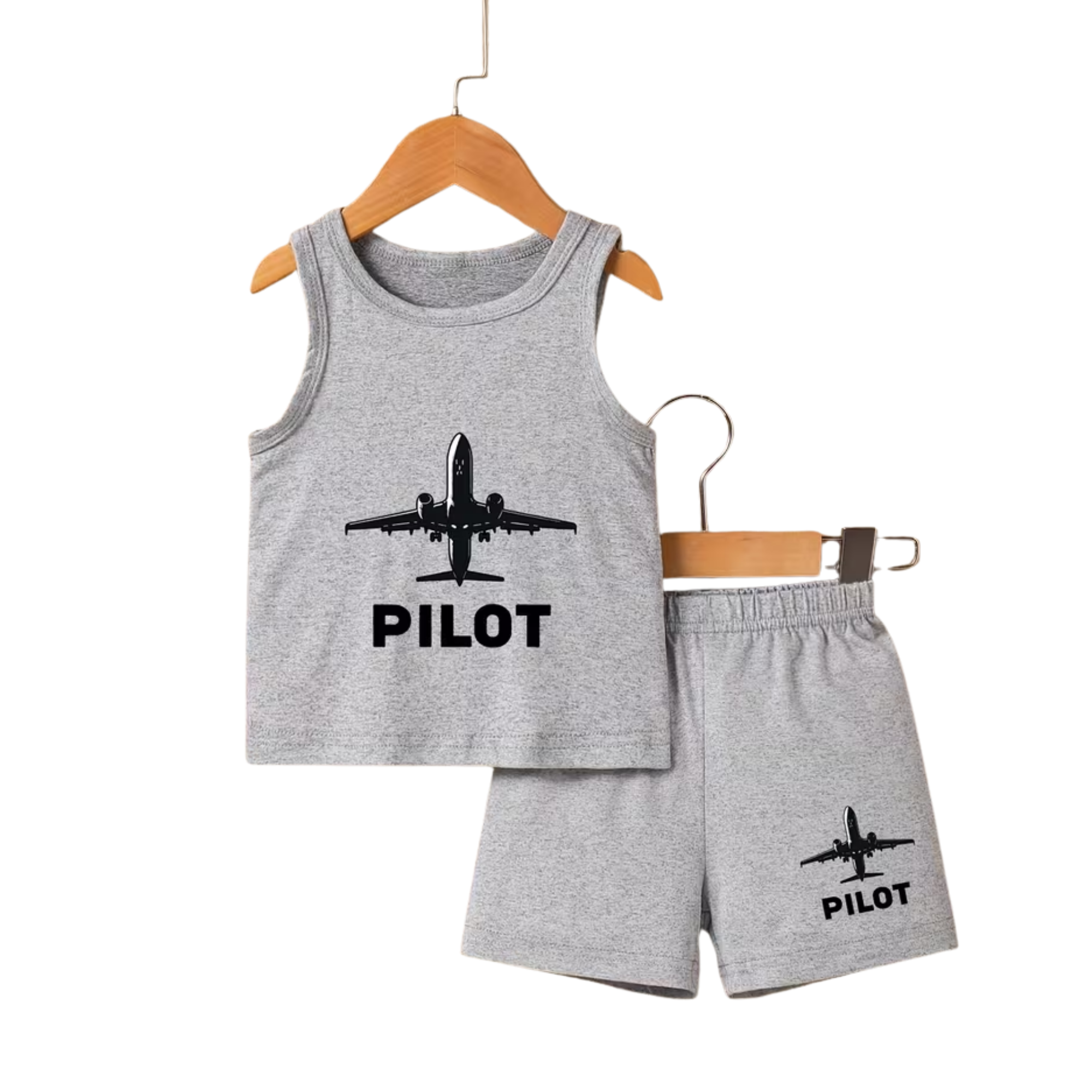 Tank Top + Pant Set Baby & Kids PILOT  Grey Sleeveless  STGS1