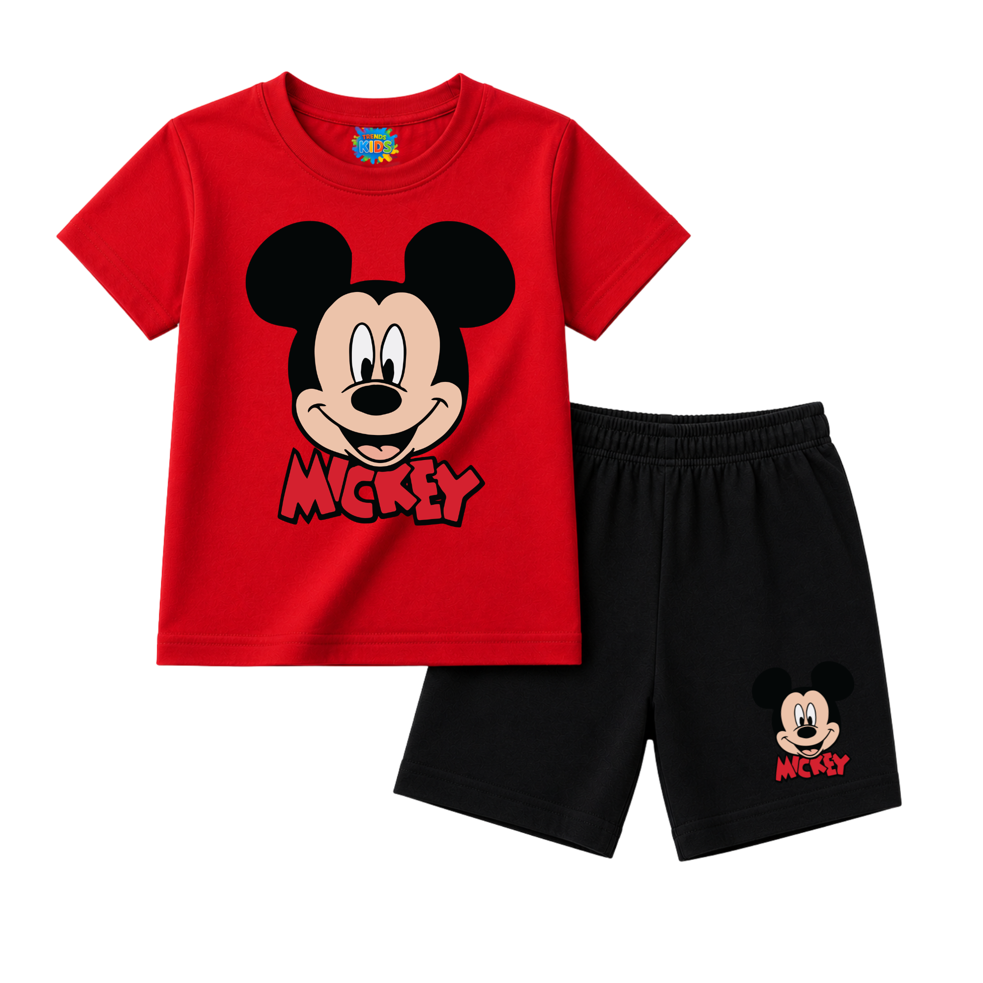 Cotton Red T-Shirt for Baby & Kids Summer Wear| ST-MIC-RED-BLK