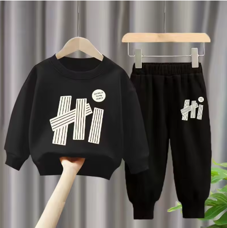 Hi Kids Boys & Girls black Sweater And  Black Trousers Two-Piece Sets Dt12