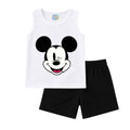Cotton Style Sleeveless T-Shirt & Shorts Super comfortable | TT-MIC-WHT-BLK