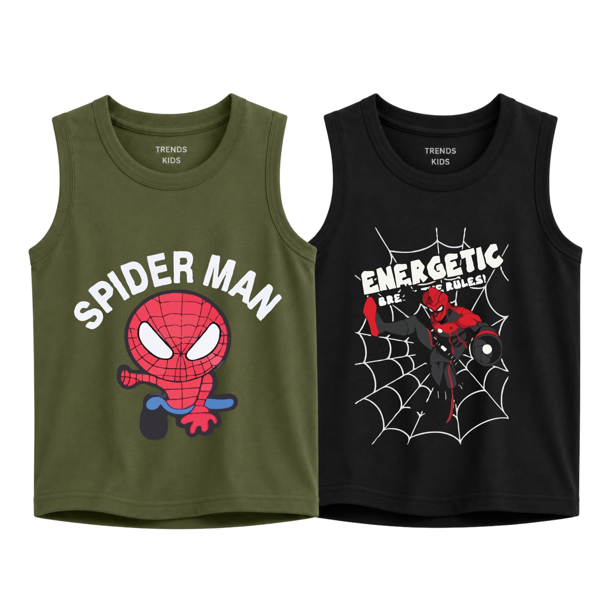 Boys Spider Hero Tank Top Combo Pack  Premium Cotton  | TT2C-SPHR-MIX