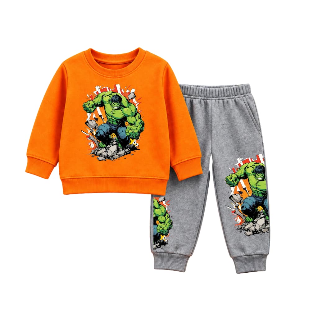 Orange Sweatshirt & Grey Jogger Set Premium Cotton Stylish Orange Sweatshirt