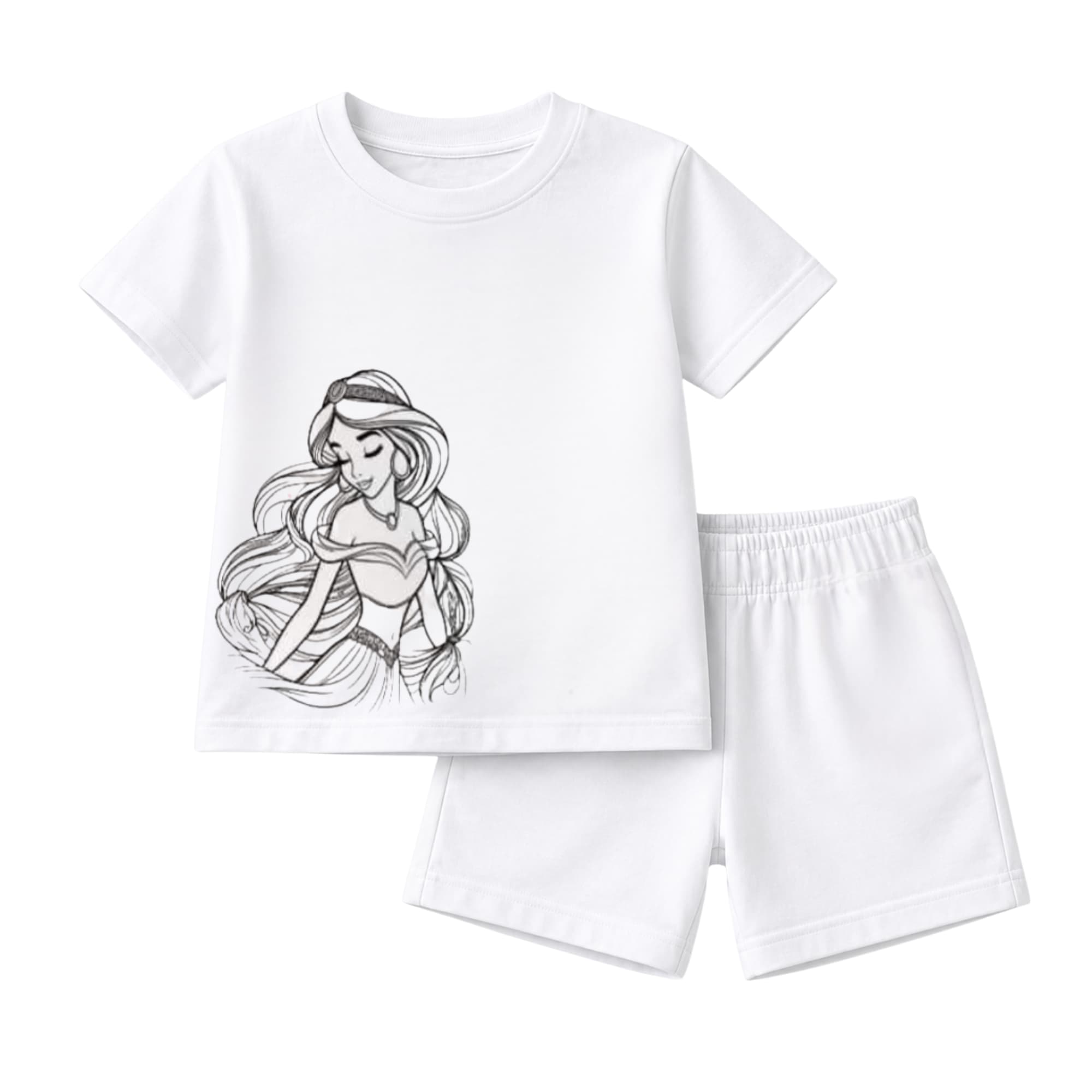 Princess Girls T-Shirt & Shorts Set – Premium Soft Cotton Kids Summer Outfit