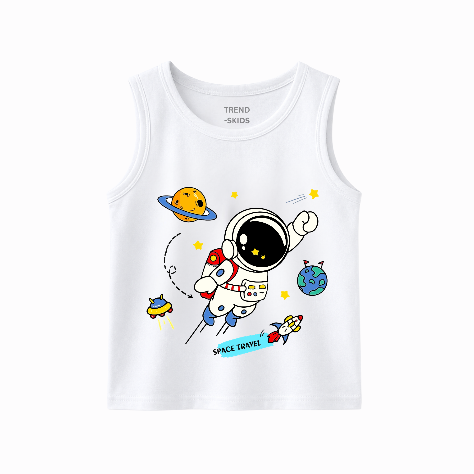 Baby & Kids White Sleeveless Tank Top | Astronaut Space