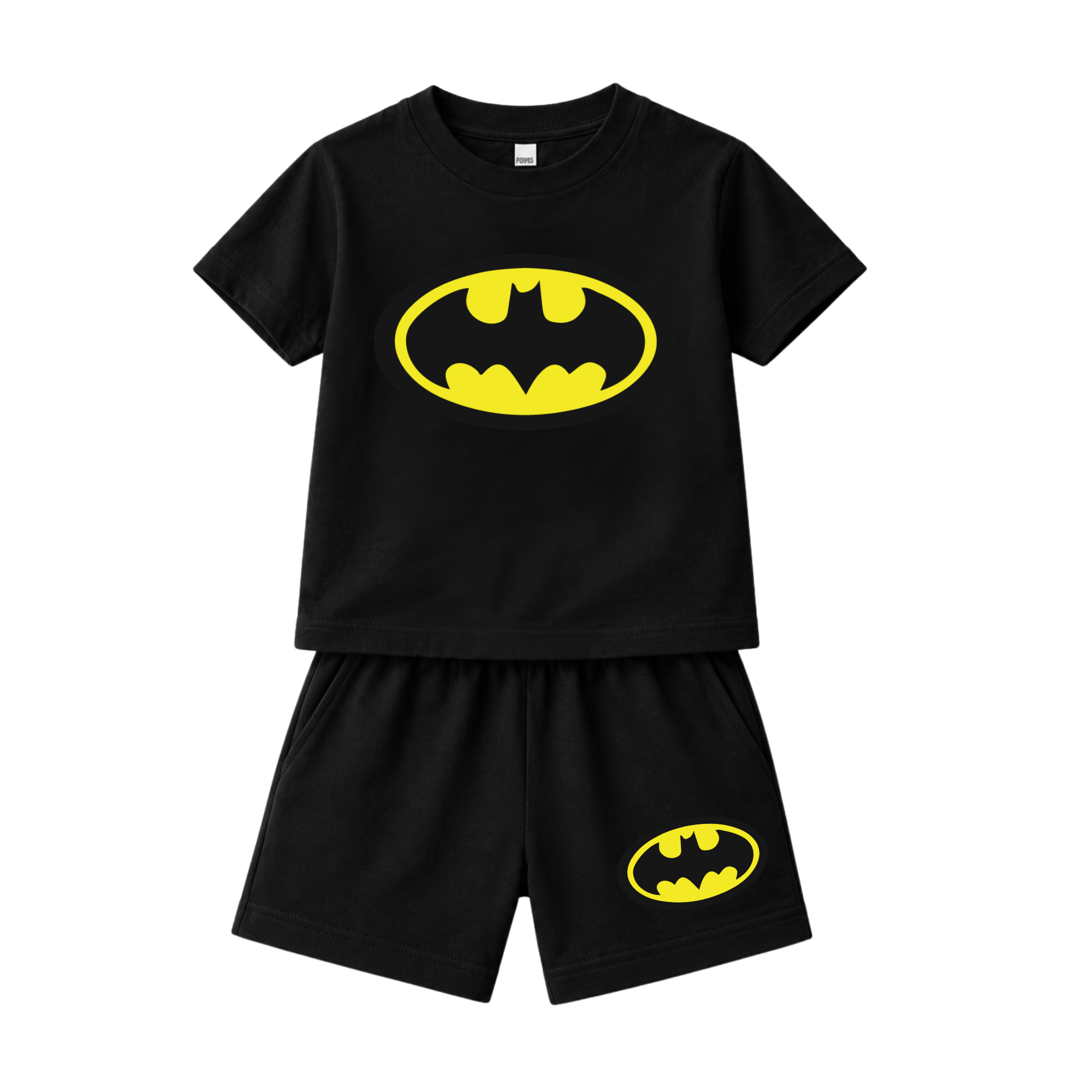 Kids Stylish Look Cotton T-Shirt – & Shorts Set Black Graphic Tee