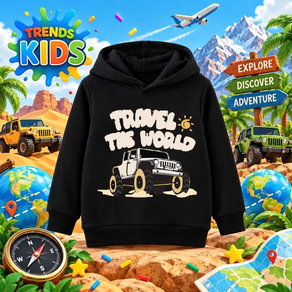 Travel The World Hoodie (BHN-124) | Kids Winter Hoodie – Trends-Kids Bangladesh