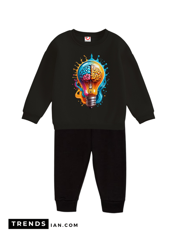 Brain Light Kids Boys & Girls Sweater And Trousers Two-Piece Sets black