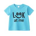 Baby & Kids “Look At Me” Printed Cotton T-Shirt – Cute Sky Blue Summer Tee