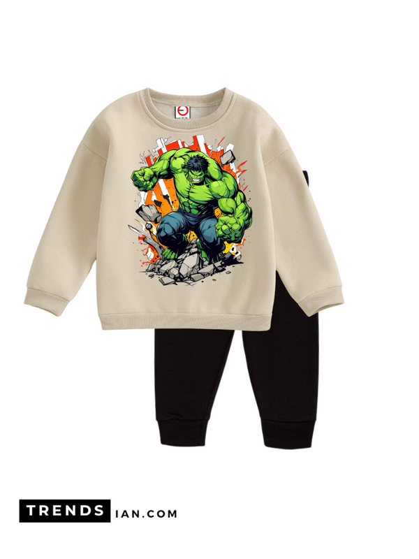 Hulk  Boys & Girls Sweater And Trousers Two-Piece Sets khaki Dt60