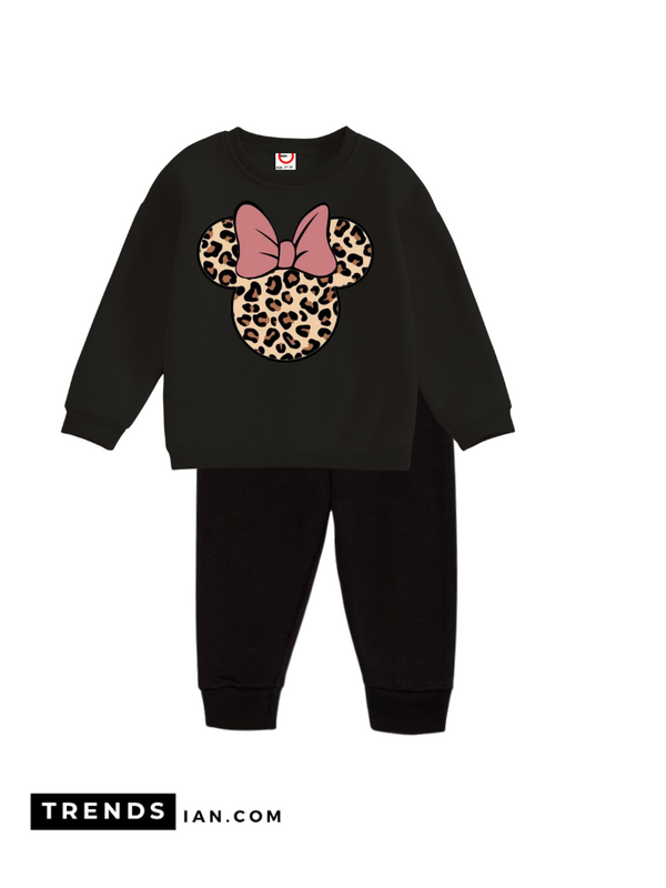 Butterfly Kids Boys & Girls Sweater And Trousers Two-Piece Sets Black