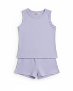 Lavender Ribbed Tank Top Round Nick & Shorts Set for Baby Girls & Kids