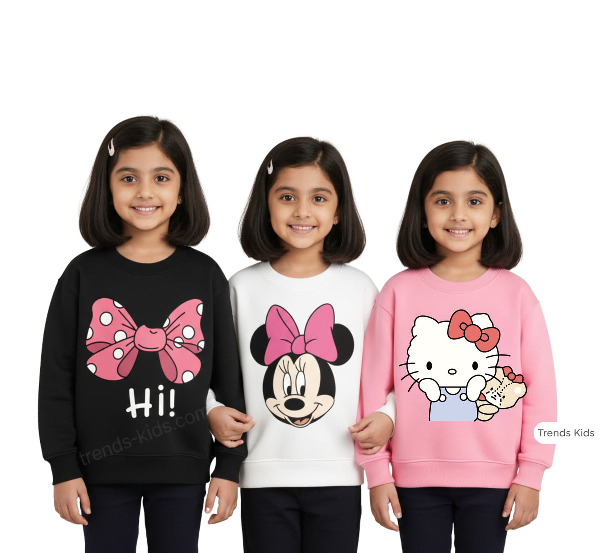 Girls Cartoon Sweatshirt Combo – adorable 3-Piece Sweatshirt Combo