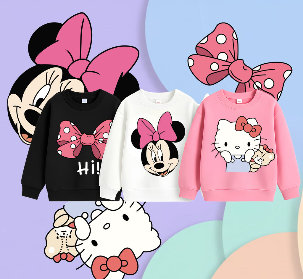 Girls Cartoon Sweatshirt Combo – adorable 3-Piece Sweatshirt Combo