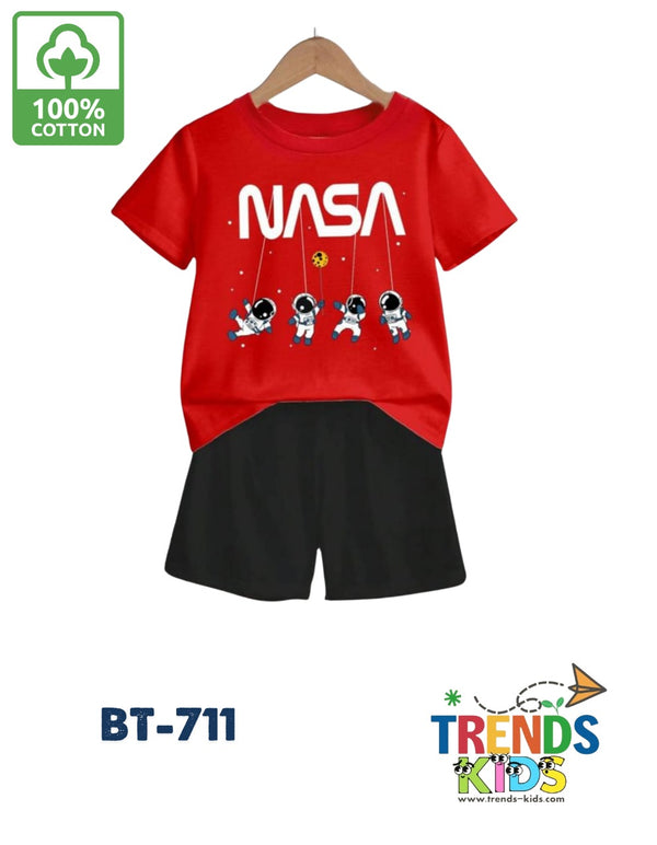 Baby & Kids Super Comfortable Red T-Shirt & Black Pants Set