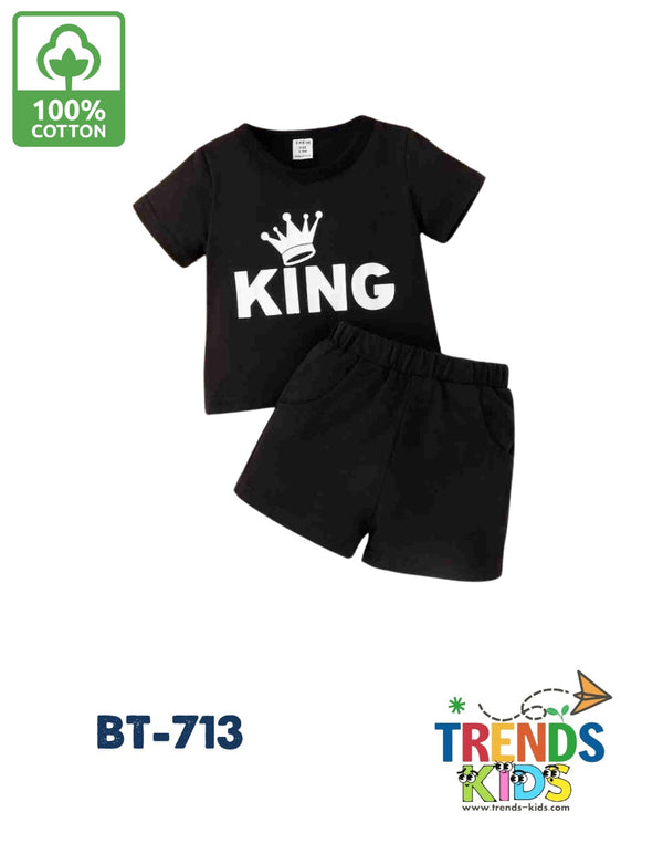 King Baby & Kids Super Comfortable Black T-Shirt & Black Pants Set